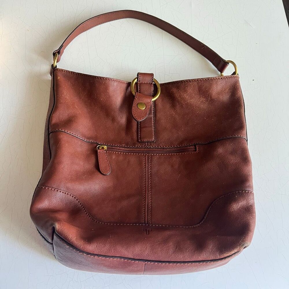 New Frye Cognac Leather Ring Hobo Tote Shoulder Bag Purse
